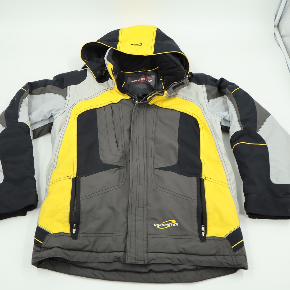 Obermeyer Mach 1 Juniors Ski Jacket Size 14 Yellow Black Gray Waterproof